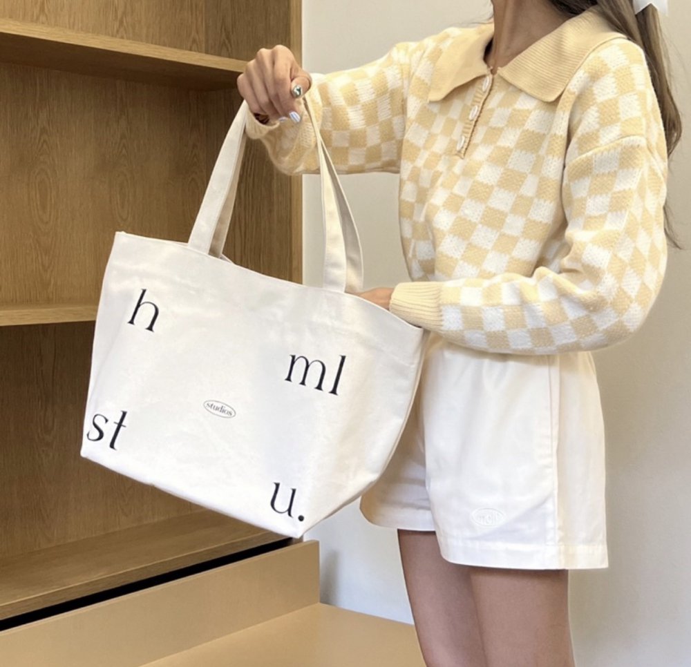 TRES FASHION ACCESSORIES CANVAS TOTE BAG L SPREAD CREAM COLOR
